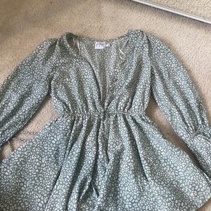 Green Patterned Romper